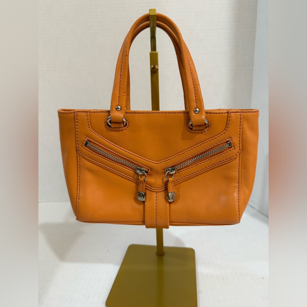 Cole Haan Alexa Orange Leather Mini Tote‎ Satchel Bag Handbag